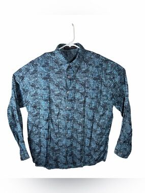 Jhane Barnes Blue Patterned Long-Sleeve Button-Up Shirt